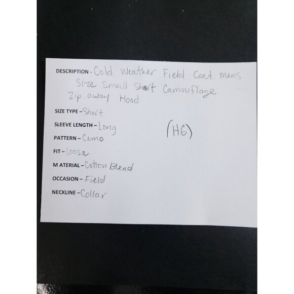 Cold Weather Camouflage Field Coat Mens Small Short Cotton Blend - Picture 9 of 9